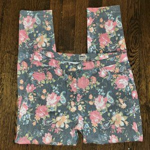 ONLY Blue Behaviour Floral Cropped Skinny Jeans - L